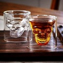 مج جمجمة 75 ملي دبل زجاج شفاف ثري دي للشاي والقهوة والعصاير