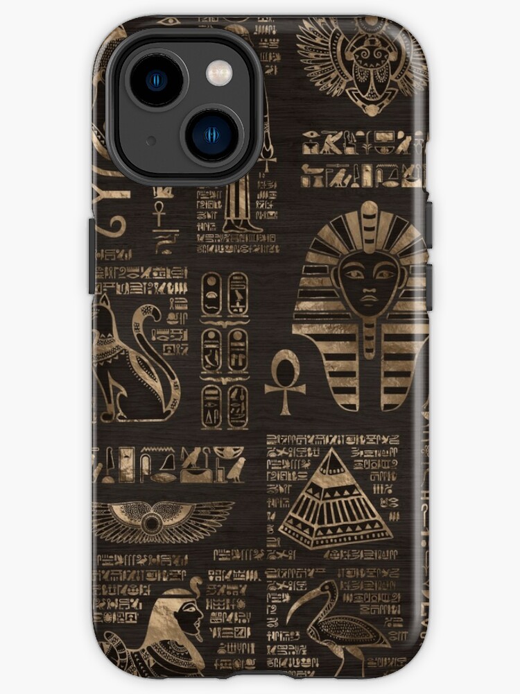 IPhone 13 Pro Max Plastic Protective Transparent  cover Egyptian hieroglyphs and deities design