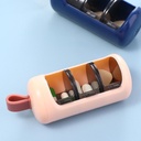 منظم ادوية صغير محمول مع 3 اغطية منزلقة وتصميم مقاوم للضوء للخصوصية