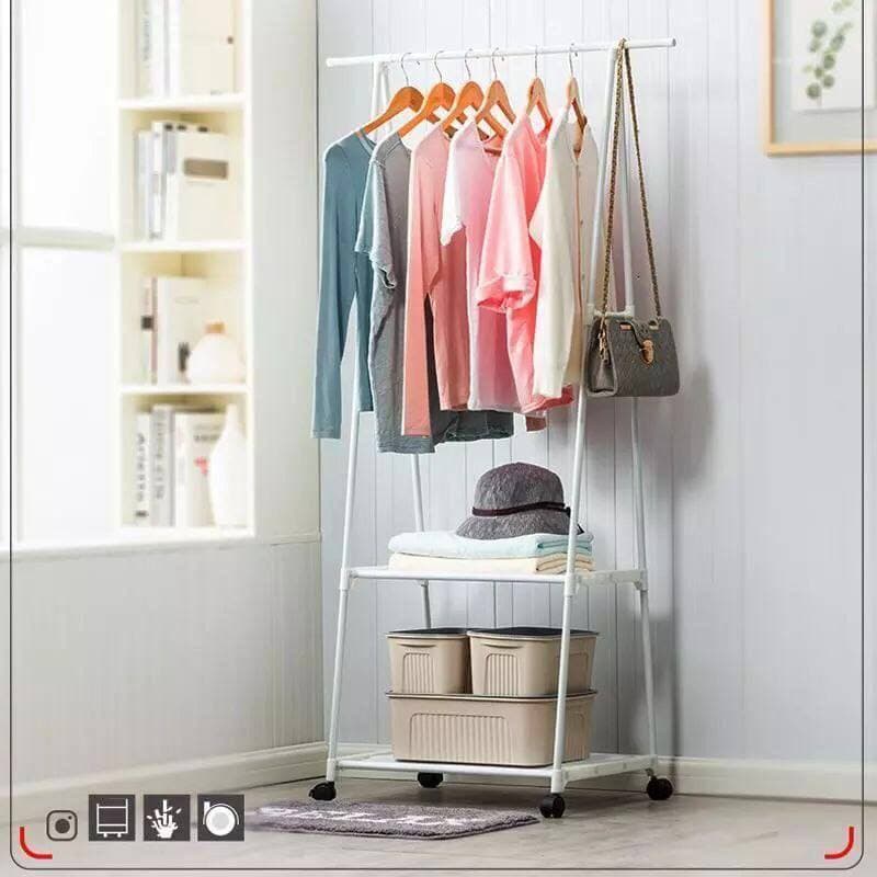 استاند ملابس معدني بالعجل لتوفير مساحة خارجية في المنزل والمكتب