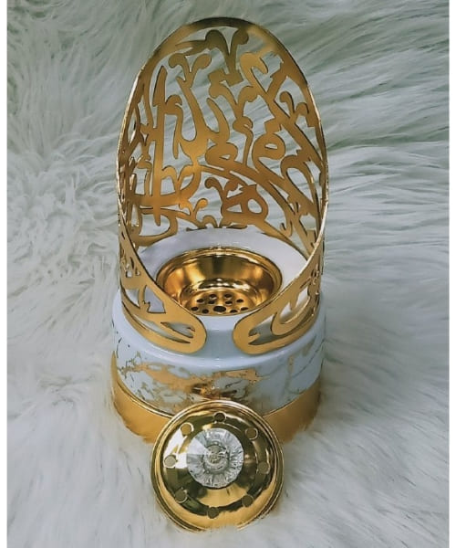 مبخره خط عربي بورسلين بقاعده وغطاء نحاس