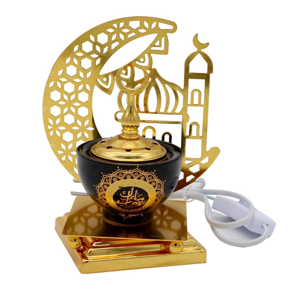 مبخرة رمضان مبارك من النحاس و البورسلين تعمل بالفيشة لاستقبال الشهر الكريم