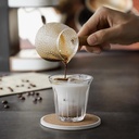 كوب شوت اسبريسو 150 ملي من الزجاج بيد خشب