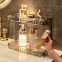 حامل اكليريك شفاف 2 دور لحمل وتنظيم ادوات المكياب والشعر والعطور ومستلزمات الحمام