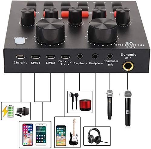 USB - مجموعة ميكروفون مكثف مع ذراع قابل للتعديل وكارت للصوت