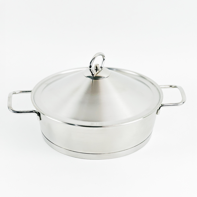 طاجن دائري الشكل بغطاء ويدين لسهولة الحمل - مقاس 24