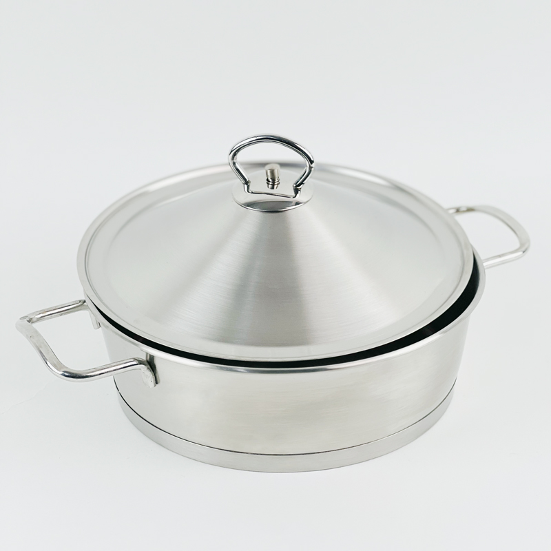 طاجن دائري الشكل بغطاء ويدين لسهولة الحمل - مقاس 24