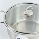 حلة استانلس استيل بغطاء زجاجي ويدين لسهولة الحمل  - مقاس 24سم