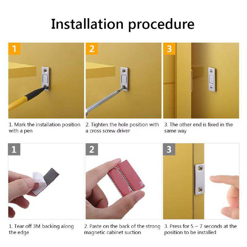 عرض 3 قفل أمان مغناطيسي للدرف والأبواب والأدراج والشبابيك معدن
