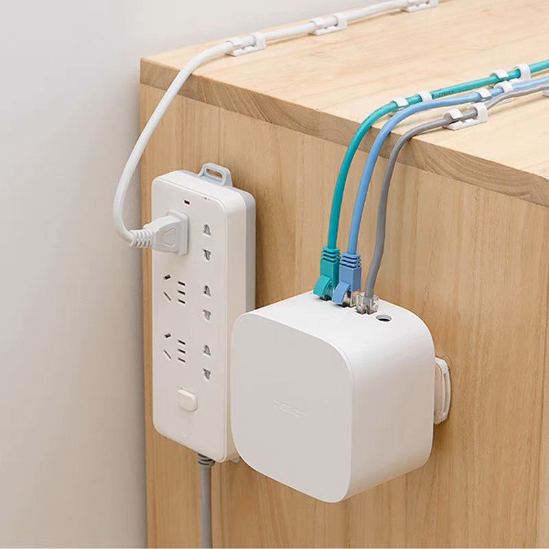 عرض 2 طقم بديل كلبسات منظم للأسلاك والكابلات بلزق دبل فيس للتثبيت علي الحائط والمكتب شفاف 16 قطعة