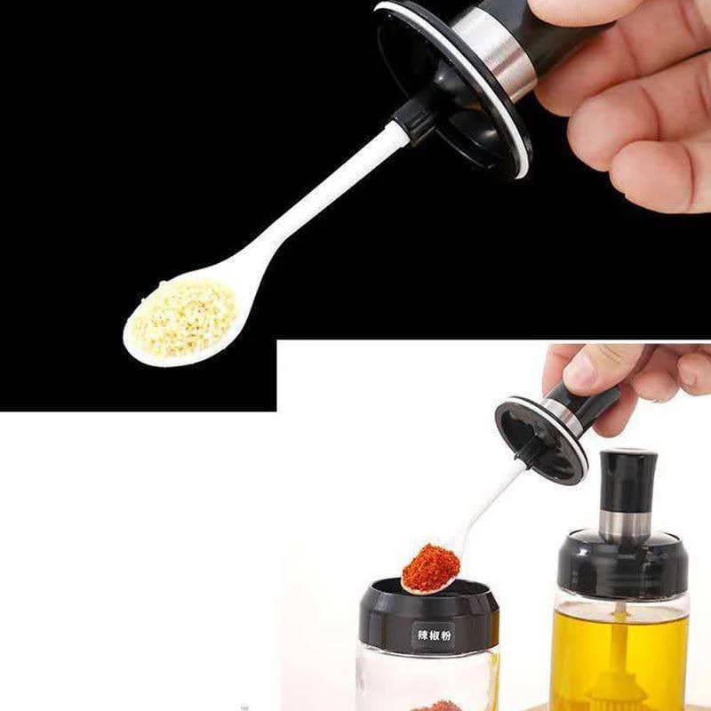 طقم 2 برطمان  للتوابل والشاي والسكر المميز بالملعقة