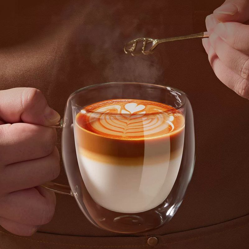 مج زجاج دبل شفاف 200 ملل للقهوة والشاي