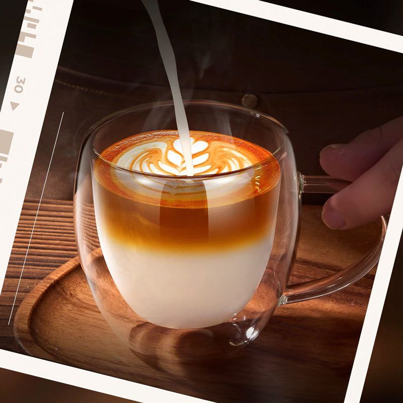 مج زجاج دبل شفاف 200 ملل للقهوة والشاي