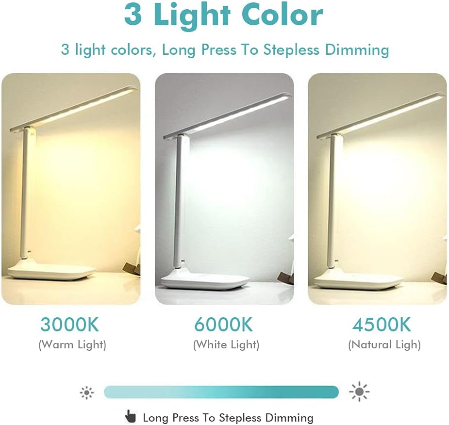 مصباح ليد تاتش للمكتب ب 3مستويات إضاءة قابل للطي ولإعادة الشحن