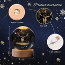 بلورة كريستال ثلاثية الابعاد بتصميم غزالة بقاعدة خشبية قابلة للفصل