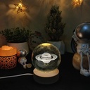 بلورة كريستال ثلاثية الابعاد بتصميم كوكب زحل  بقاعدة خشبية قابلة للفصل