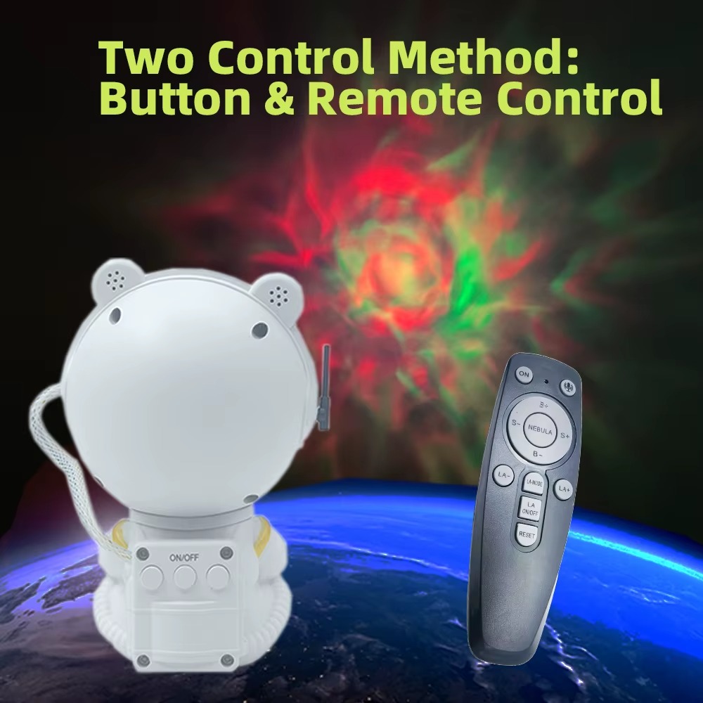 جلاكسي بروجيكتور شكل رجل فضاء ب7 الوان مختلفة للفضاء + ليزر مع ريموت للتحكم