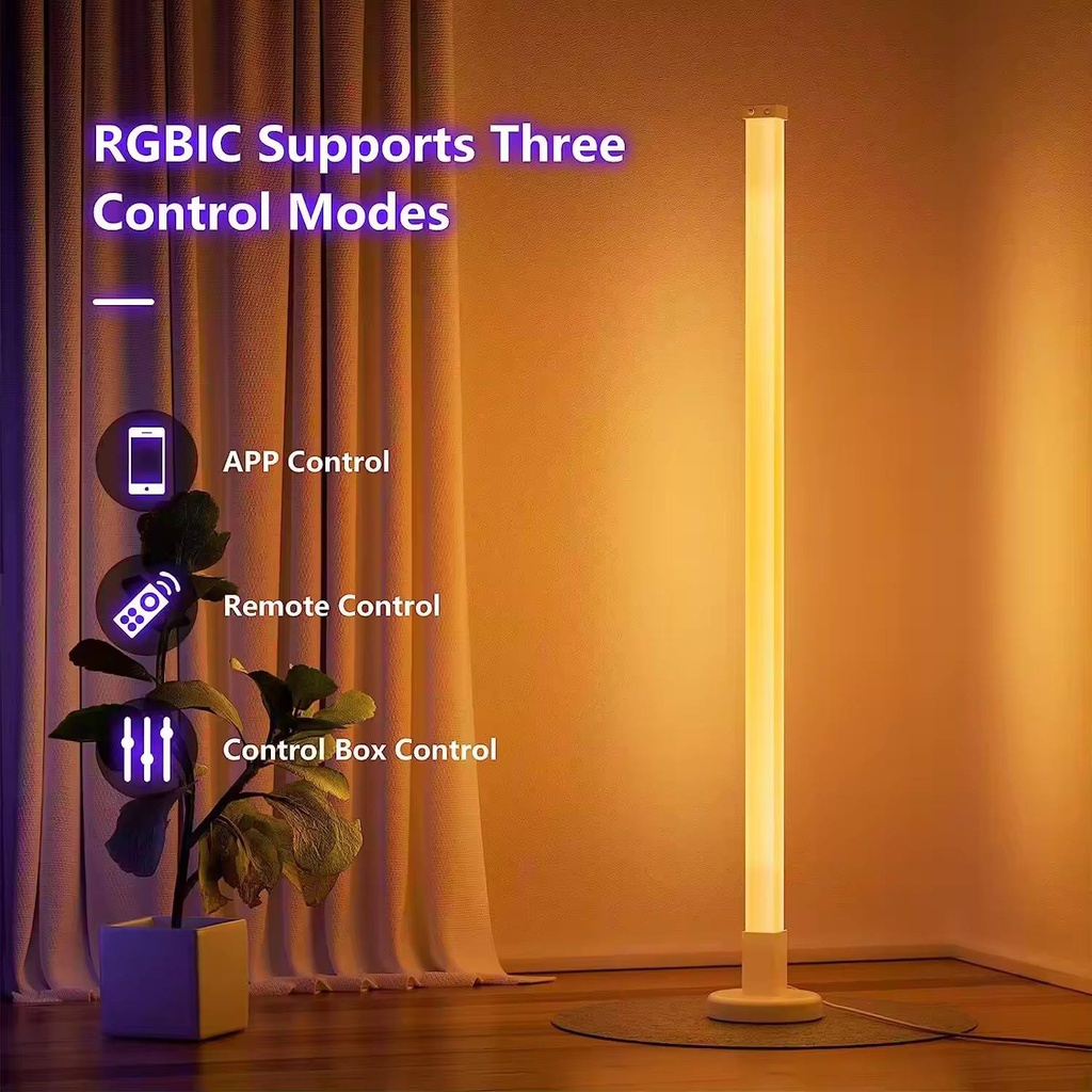 مصباح أرضي عمودي ليد ذكي بإضاءة آر جي بي متعددة الألوان