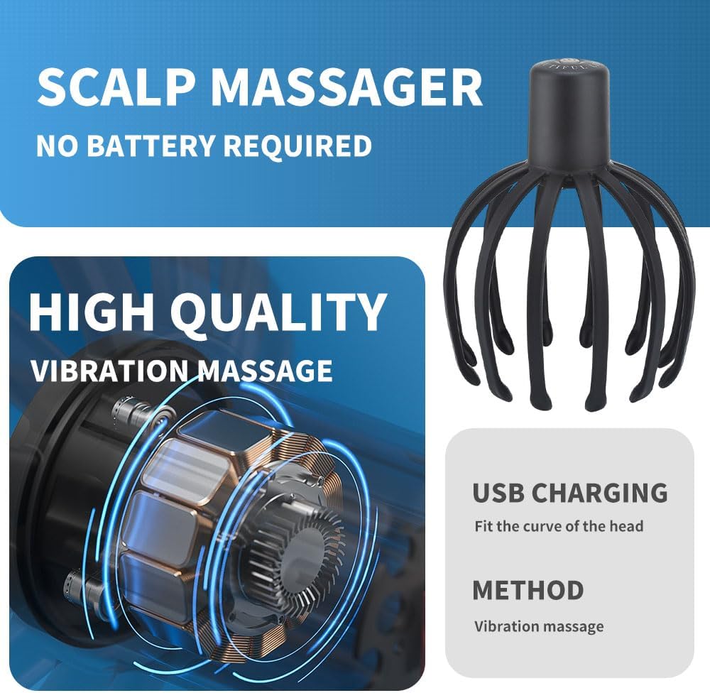 جهاز تدليك فروة الرأس الكهربائي بتصميم اخطبوط ب 3 مستويات للاسترخاء