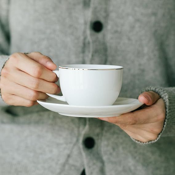 طقم شاي بورسلين 12 قطعة 6 مجات مع 6 اطباق