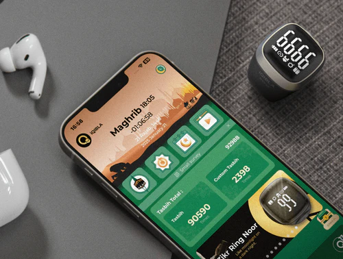 خاتم تسبيح وذكر ديجيتال بشاشة ليد قابل للشحن