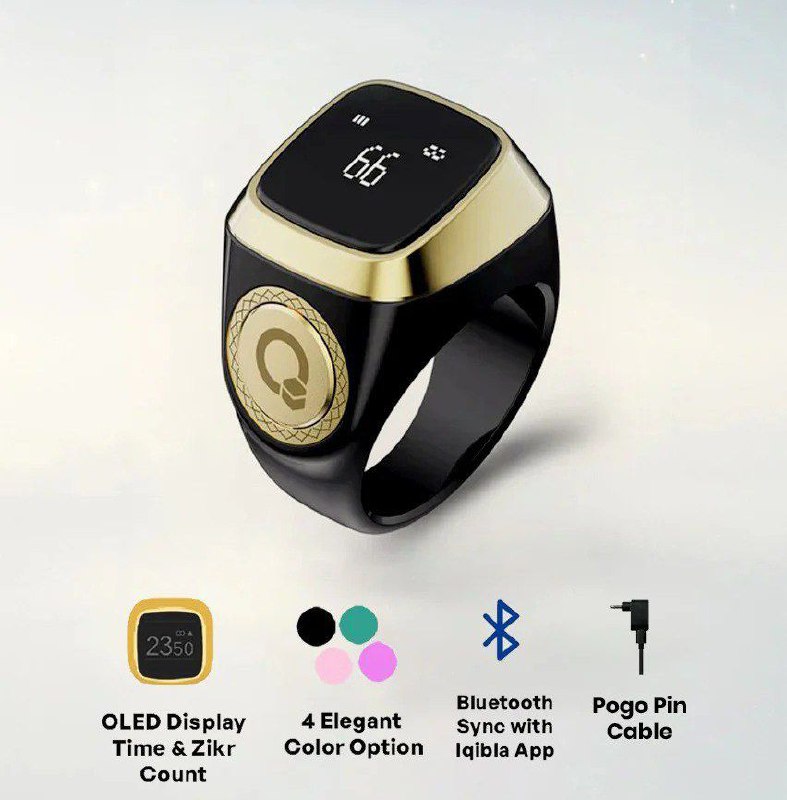 خاتم تسبيح وذكر ديجيتال بشاشة ليد قابل للشحن