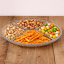 طقم تسالي مكون من قطعتين من الزجاج الشفاف لتقديم المكسرات والكاندي