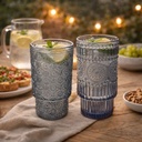 طقم كوبايات زجاج مزخرف باشكال مختلفة باللون الرمادي 6 قطع