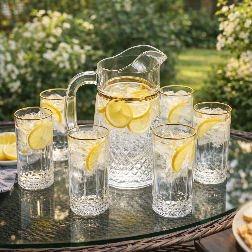 طقم  شربات زجاج 7 قطع لتقديم العصائر والمشروبات