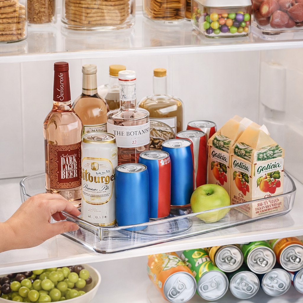 منظم اكليريك دوار  360 بقاعدة ثابتة لتنظيم ادوات المطبخ والتلاجة