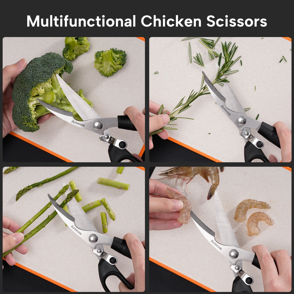 مقص مطبخ بسوسته و مفتاح امان لتقطيع الفراخ والخضروات متعدد الاستخدامات