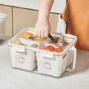 علبة ومنظم تلاجة اكريليك بمقبض وغطاء محكم بيد مقسمة ل 4 خانات بسعة 7 لتر