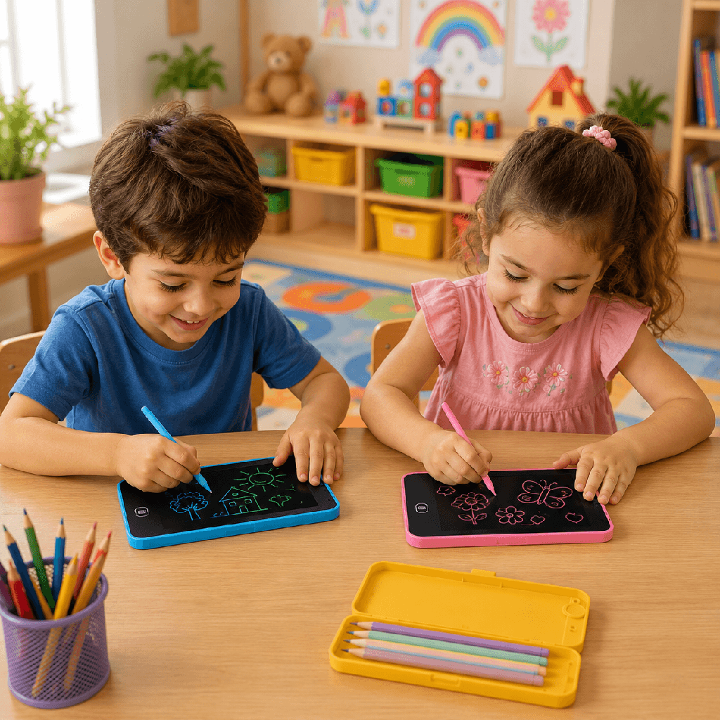 مقلمة بورد بشاشة LCD للكتابة والرسم وحفظ تنظيم الاقلام
