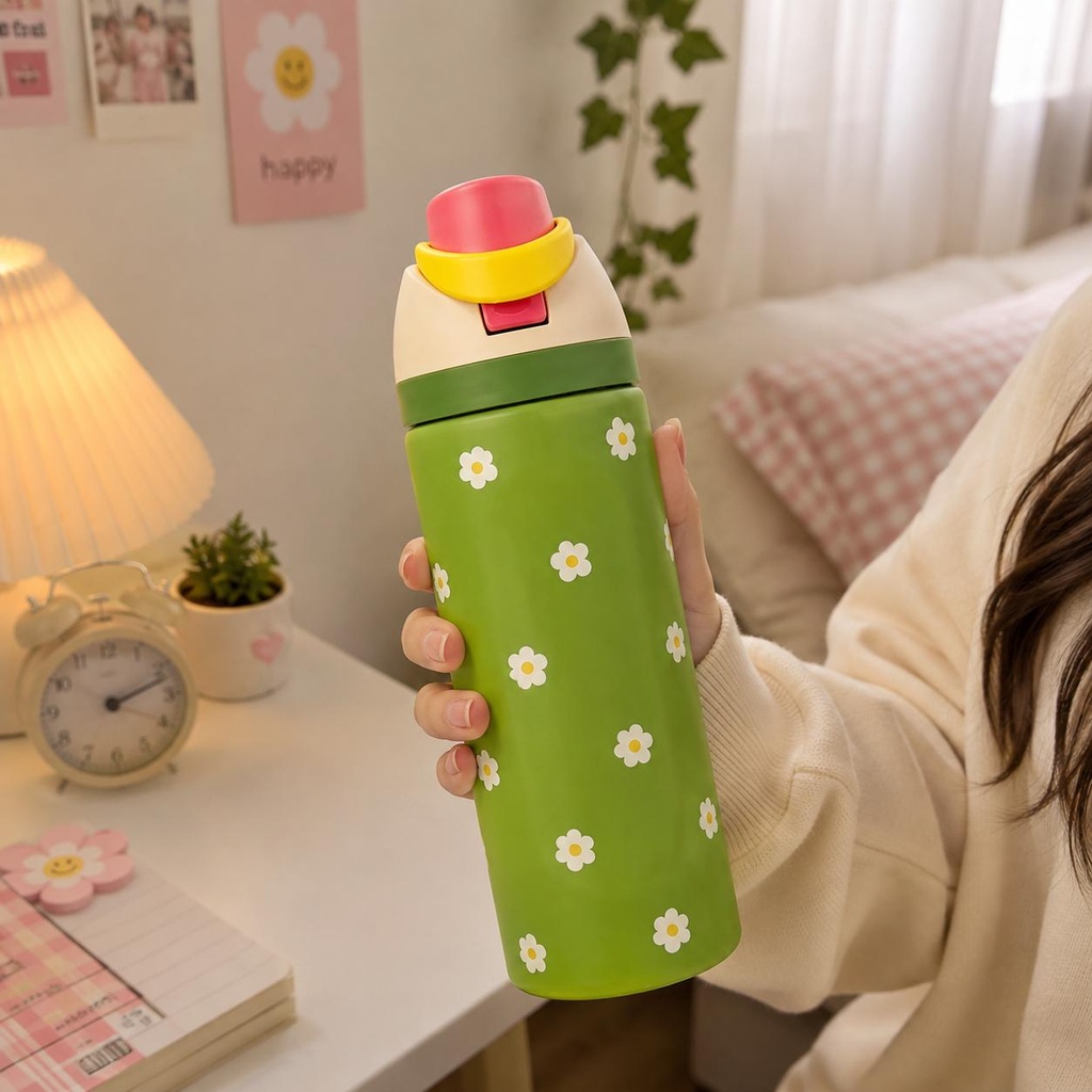 زجاجة مياه Owala ستانلس ستيل معزولة برسومات مختلفة سعة 745 مل بفتحة شرب مزدوجة