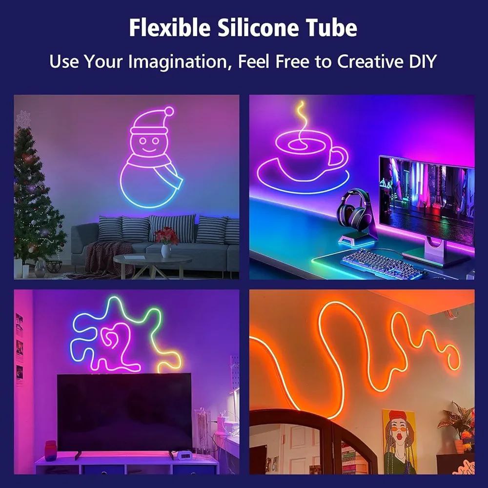 شريط إضاءة نيون ليد RGB مع ريموت ويعمل بيو اس بي 5 متر