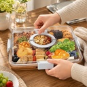 طبق تقديم خشب بامبو مقسم 6 خانات بغطاء أكريليك محكم للتسالي والمكسرات