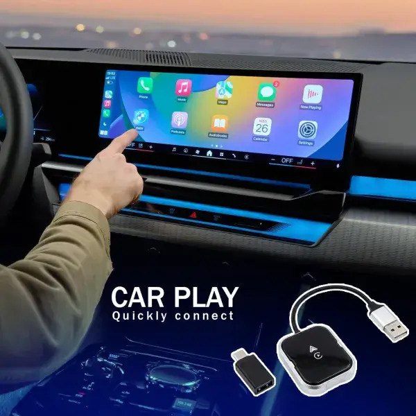 محول كار بلاي وأندرويد أوتو لاسلكي للسيارة 2 في 1 USB بتقنية WiFi