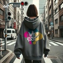 Why Not هودي اوفر سايز قطن  باللون الرمادي