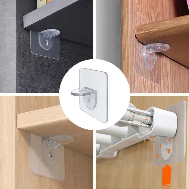 طقم هوك شفاف 4 قطع  ذاتي اللصق بديل للمسامير لتعليق الأرفف والألواح بدون حفر وتخريم