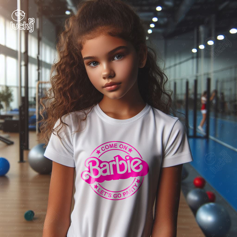 Come On Barbie تيشيرت اطفال قطن باللون الأبيض