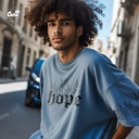 Hope تيشيرت اوفر سايز قطن باللون الازرق للرجال