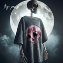 Lover's Skull Oversize T-shirt -Stone Washed -Gray تيشيرت اوفر سايز
