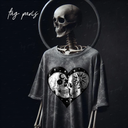Sun &amp; Moon forbidden Love Oversize T-shirt -Stone Washed -Gray تيشيرت اوفر سايز