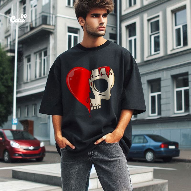Melt My Heart Oversize T-shirt- Black تيشيرت اوفر سايز