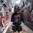 Trust No One تيشيرت اوفر سايز قطن باللون الاسود للنساء