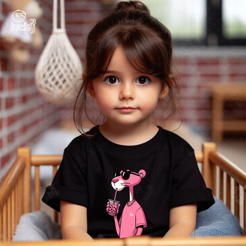 Pink Panther تيشيرت اطفال قطن باللون الاسود