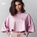 Queen of Heart  كروب توب اوفر سايز قطن باللون البينك