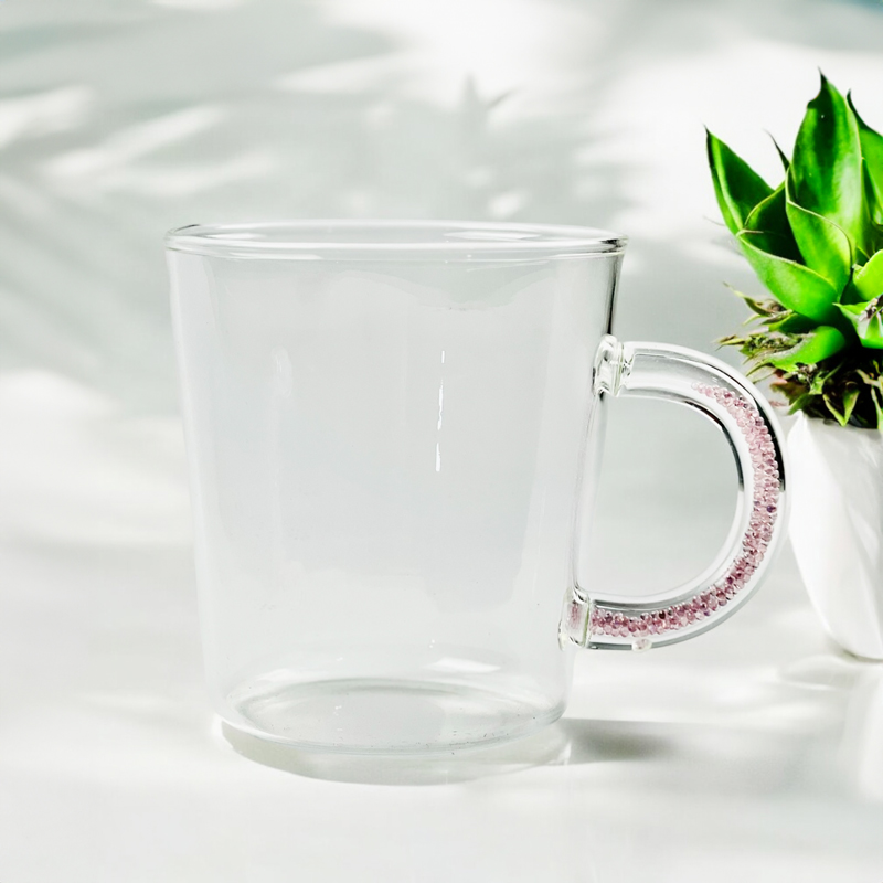 مج زجاج شفاف بيد جليتر 450 ملي لشرب وتقديم المشروبات بشكل شيك
