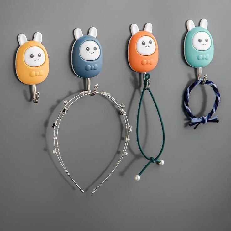 طقم هوك 2 قطعة لاصقة شكل قطة لتعليق المفاتيح