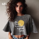 The Beach Is Always A Good Idea كروب توب اوفر سايز باللون الرمادي